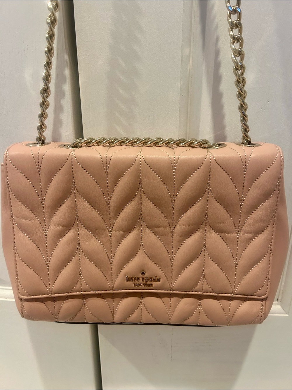 kate spade Quilted Peach-Pink Chain Shoulder Bag